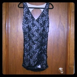 Black & cream cinched dress